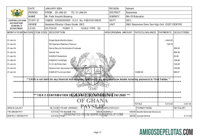 Realista Modelo de recibo de pagamento do Departamento de Controlador e Contabilidade Geral de Gana em formatos Word e PDF.pdf, 1